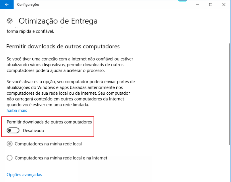 Desativando A Otimiza O De Entrega No Windows Vers O