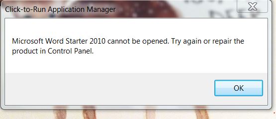 An Error Message Pops Up When I Try To Open My Microsoft Word Starter Microsoft Community