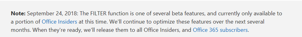 FILTER formula in Excel is not available/found - Microsoft Community