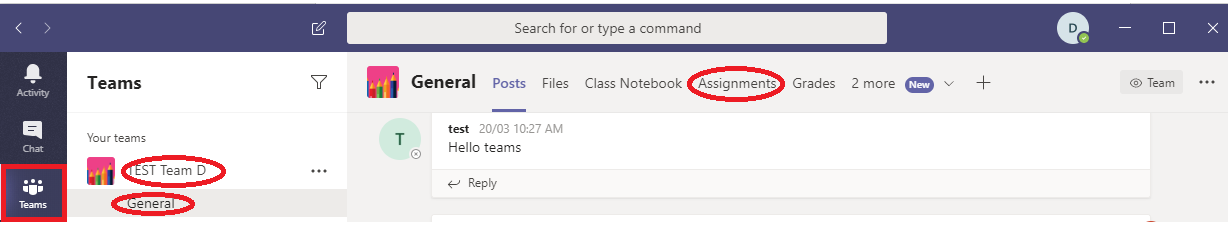 add assignments tab to teams