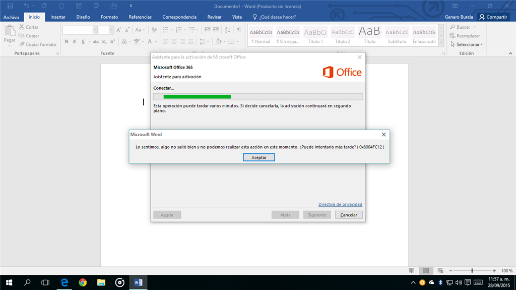 Error al Validar office 365 en windows 10 - Microsoft Community