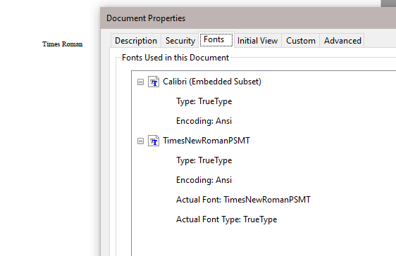 Office 365 Word Save As Pdf Font Times New Roman Not Embedded.