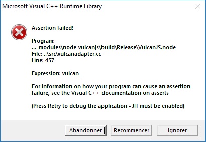 Erreur Visual C Assertion Failed Microsoft Community