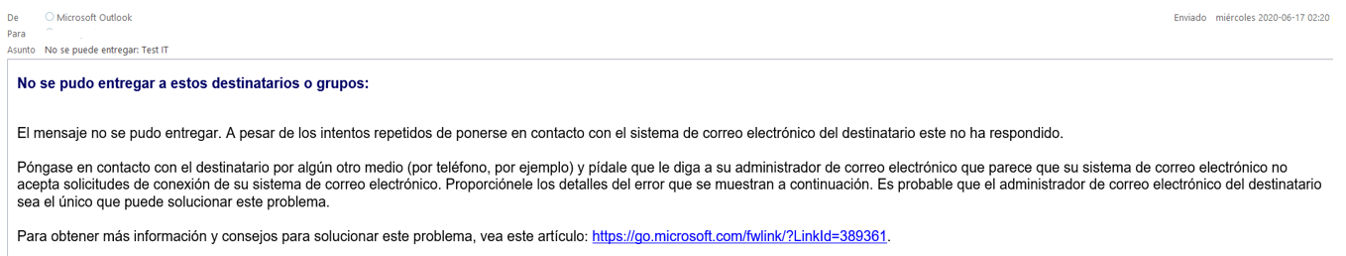 No se puede entregar: Correo electronico - Microsoft Community