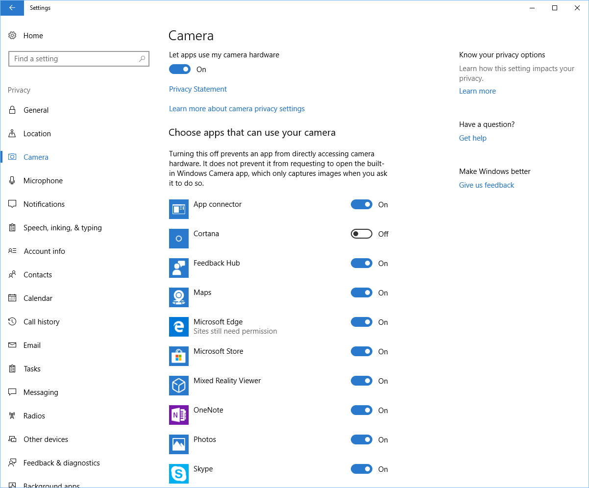 Various Applications Access To Cameras Are Blocked In Windows 10 ...