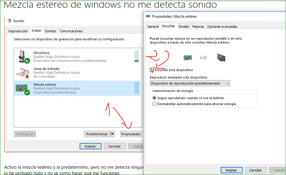 Windows 10 Mezcla Estéreo De Windows No Me Detecta Sonido Microsoft Community 4408