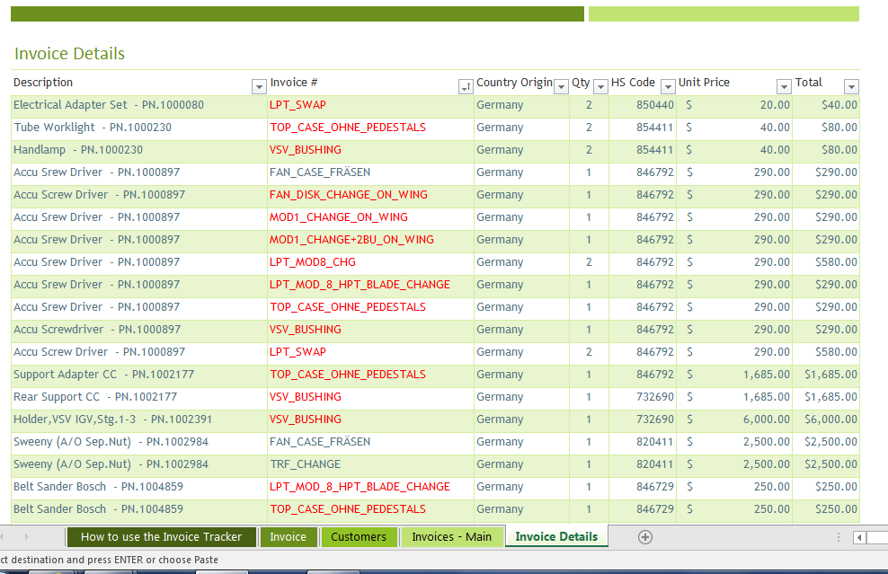 Add More Items To The Invoice Tracker Excel Template Microsoft 