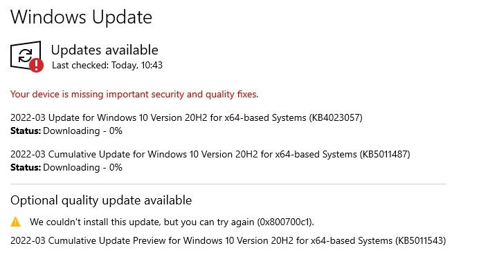 2021-02 Update for Windows 10 Version 20H2 for x64-based Systems