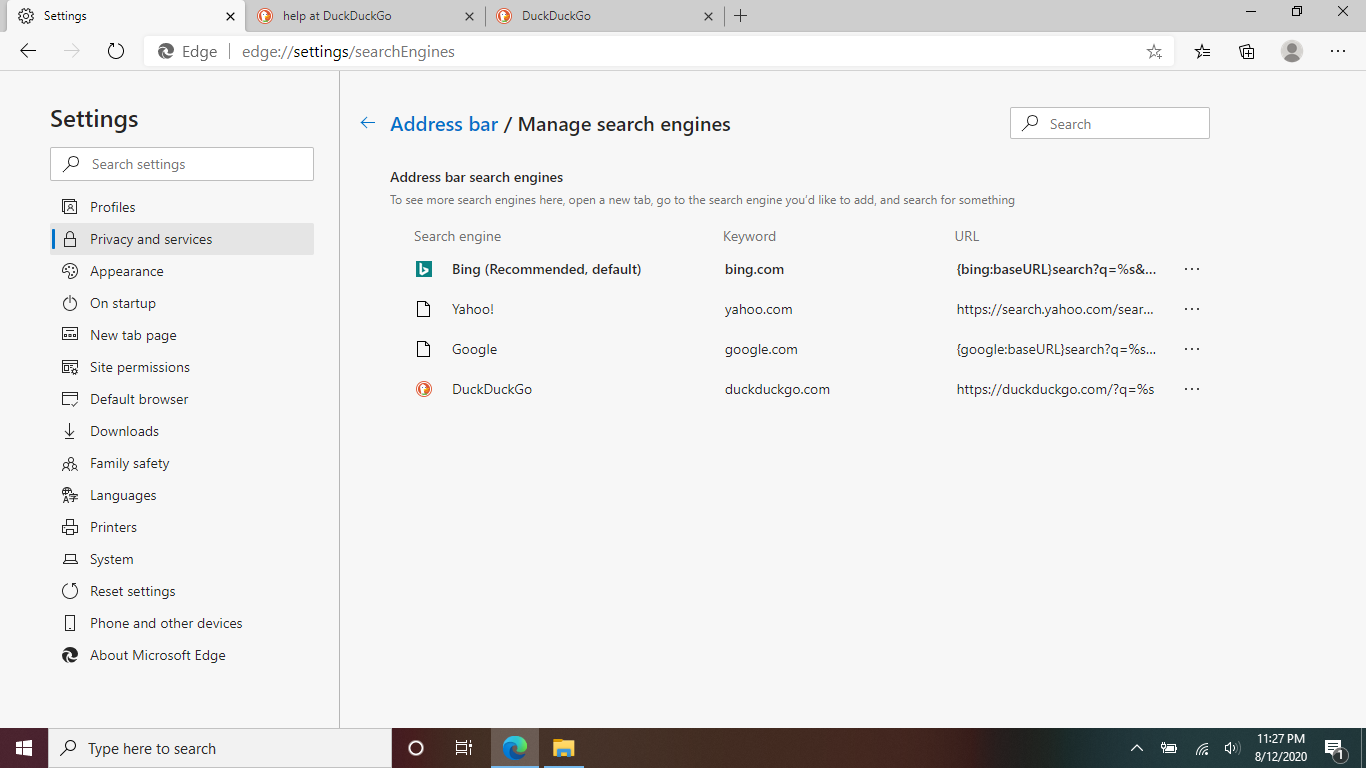 Can T Change Default Search Engine In Edge Microsoft Community