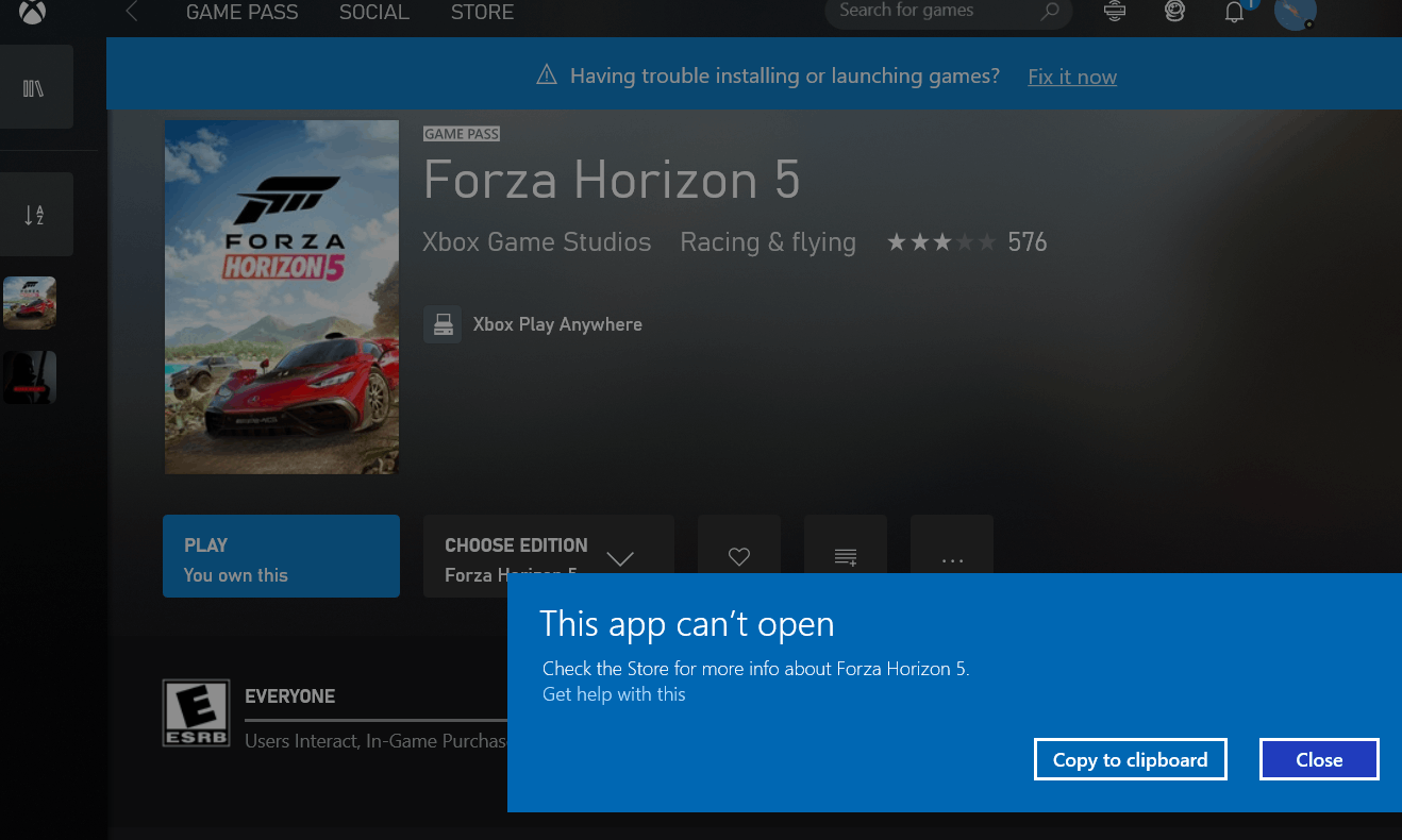 I cannot download Forza Horizon 5 on Xbox Game Pass PC. Please