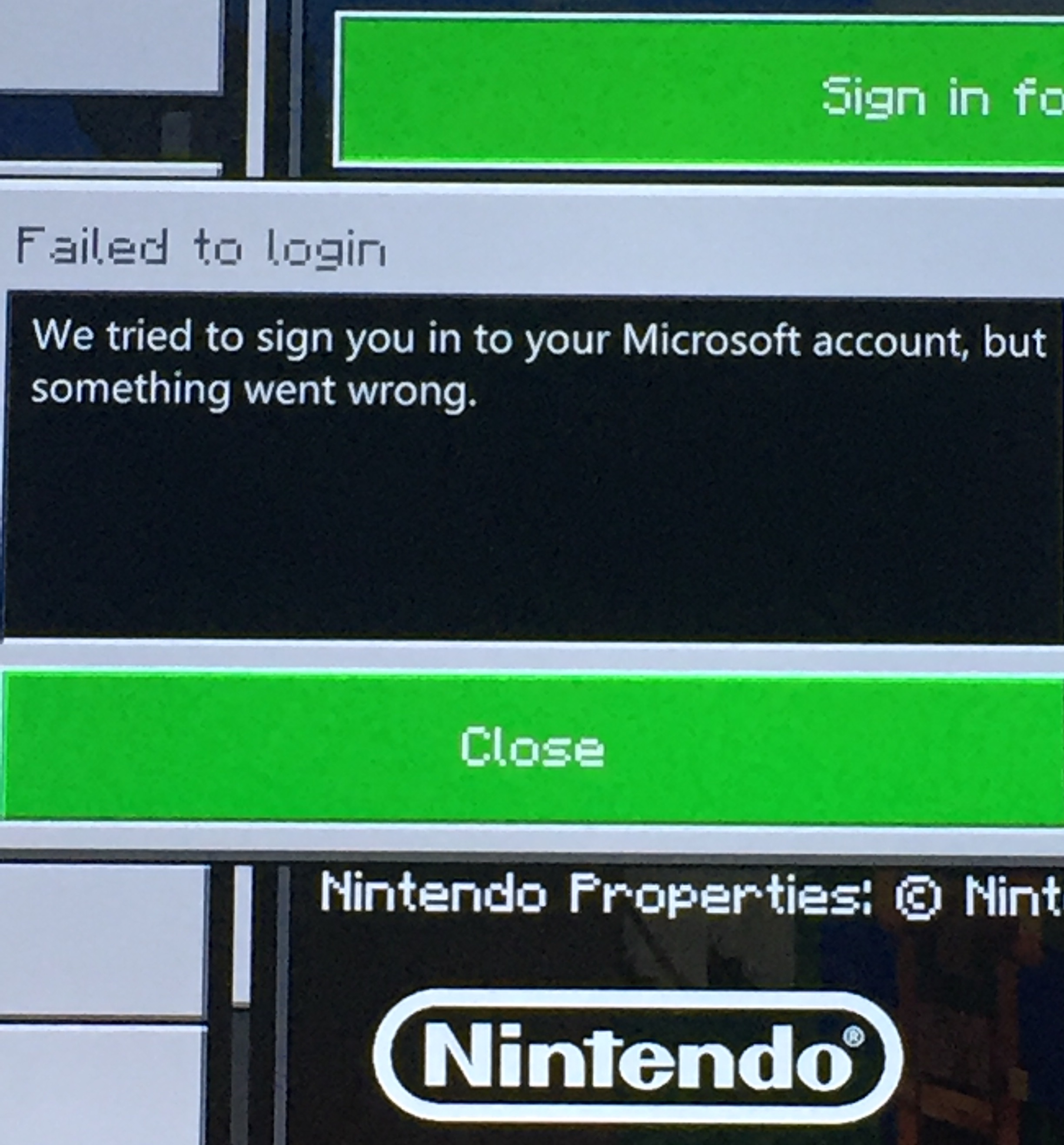 minecraft nintendo switch not connecting to microsoft account