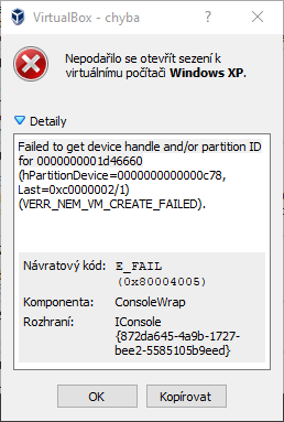 failed device handle partition virtualbox microsoft selecting installer installed error crashes virtual created running program machine when but