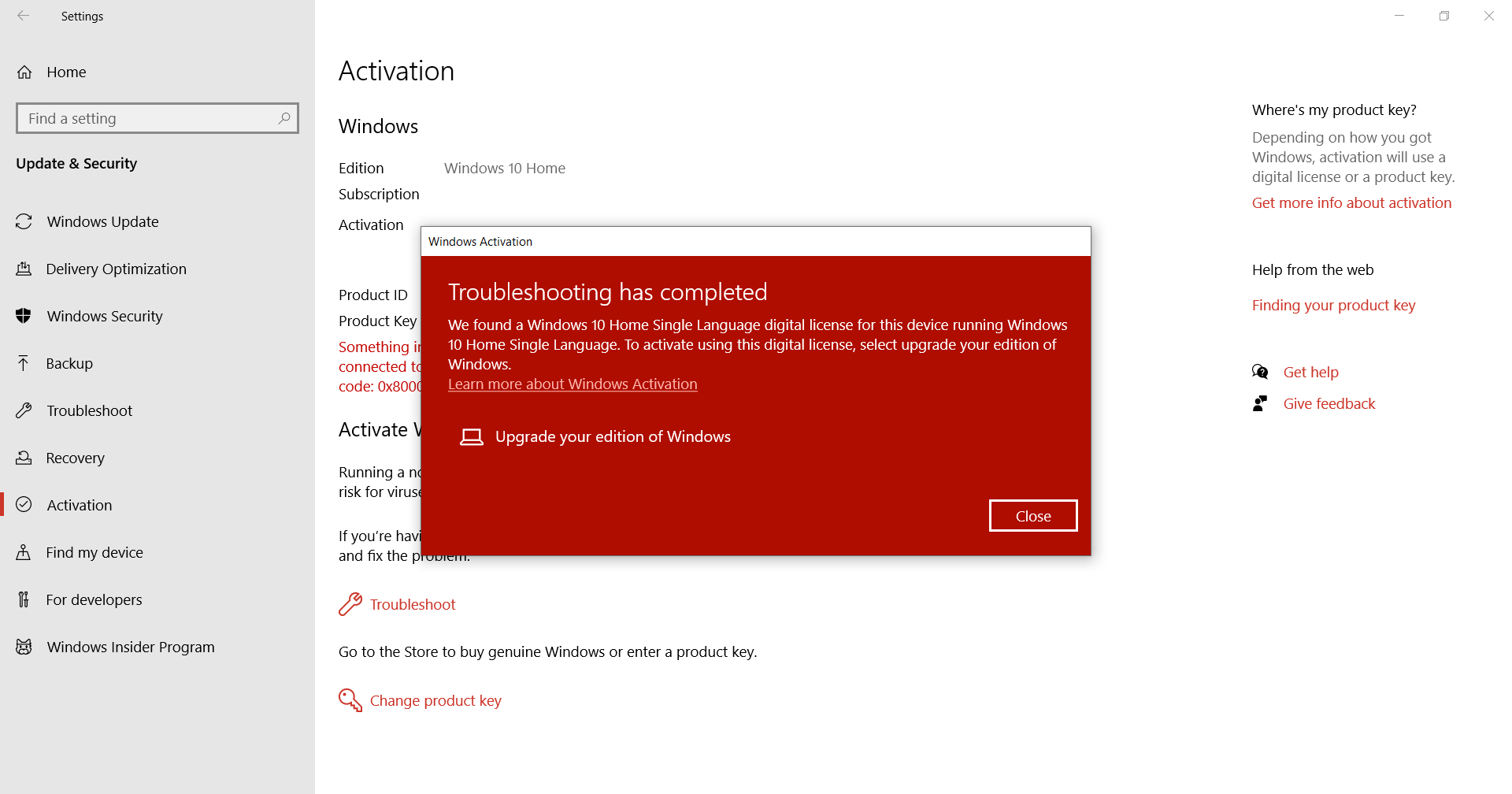 Window 10 Home Single Language Edition Activation Problem Microsoft Community 5296