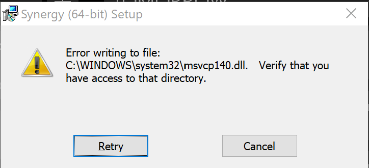 Error Writing To File: C:\WINDOWS\system32\\msvcp140.dll. Verify That ...