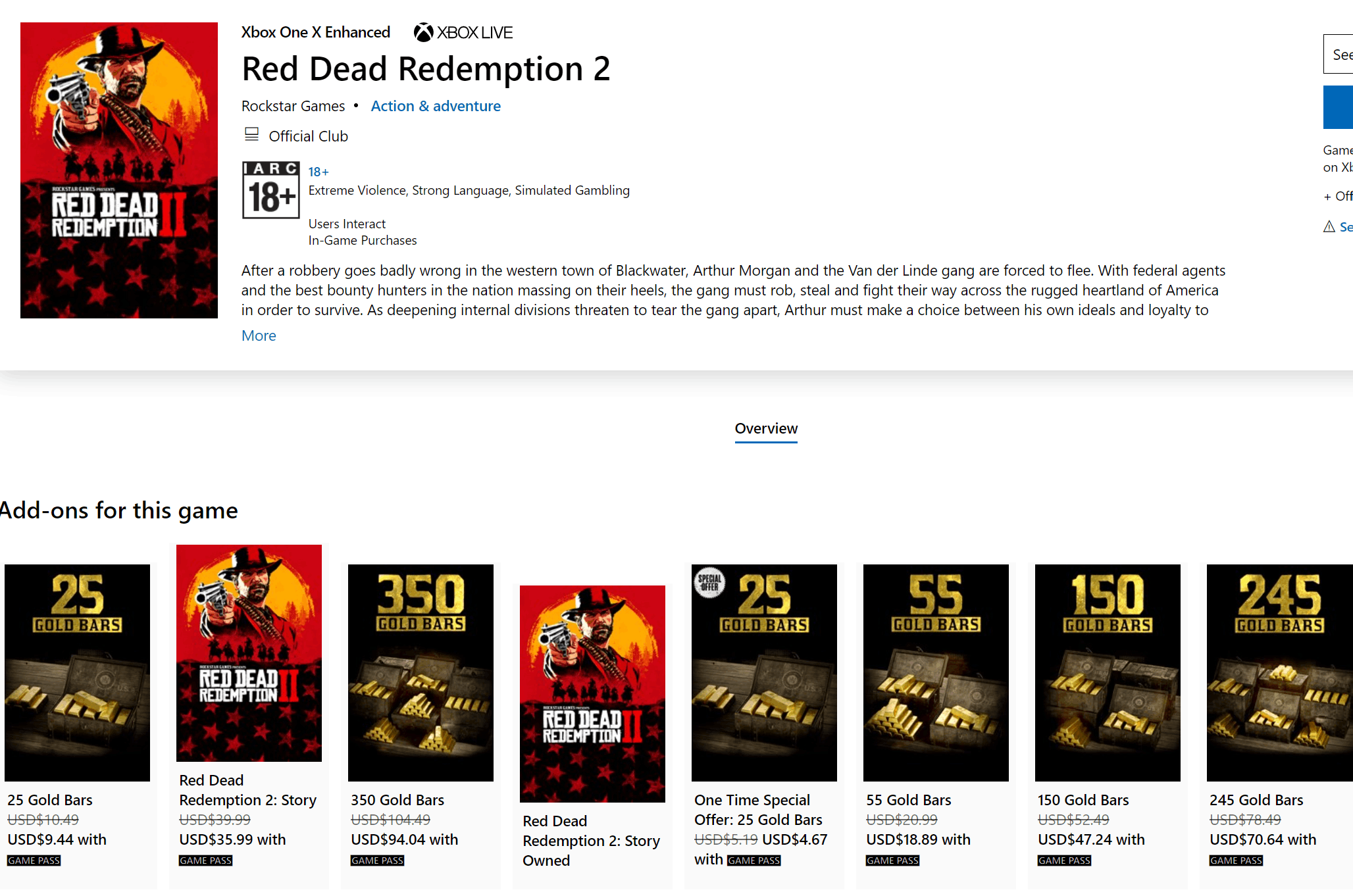 Xbox best sale store rdr2