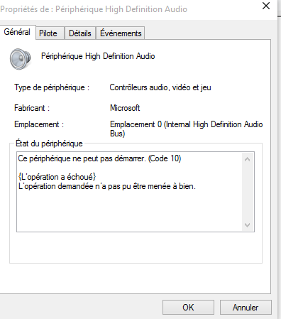 Peripherique High Definition Audio Communaute Microsoft