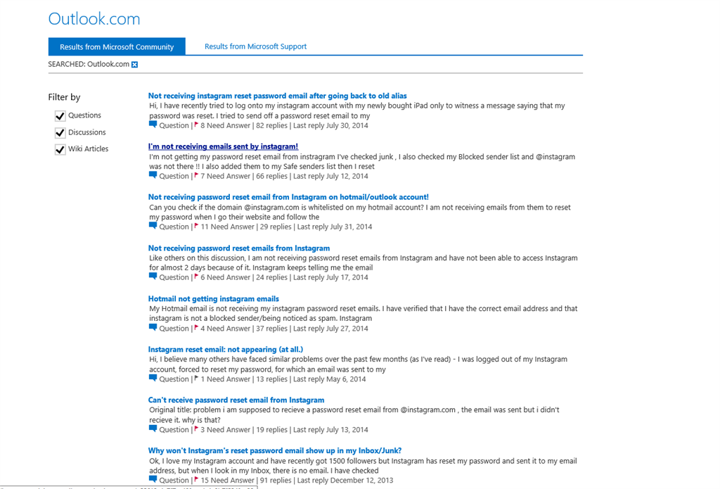 Instagram Reset Password Is Not Recieved Microsoft Community