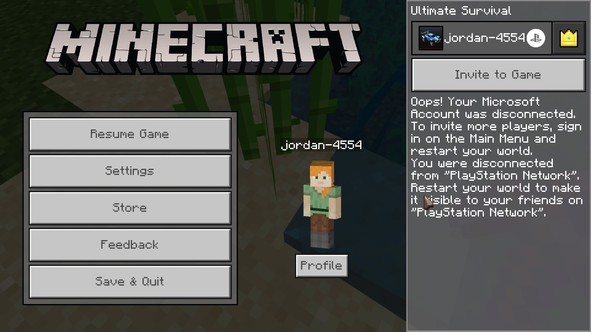 jeans fryser Fortolke Microsoft Account disconnecting on Minecraft PS4 - Microsoft Community