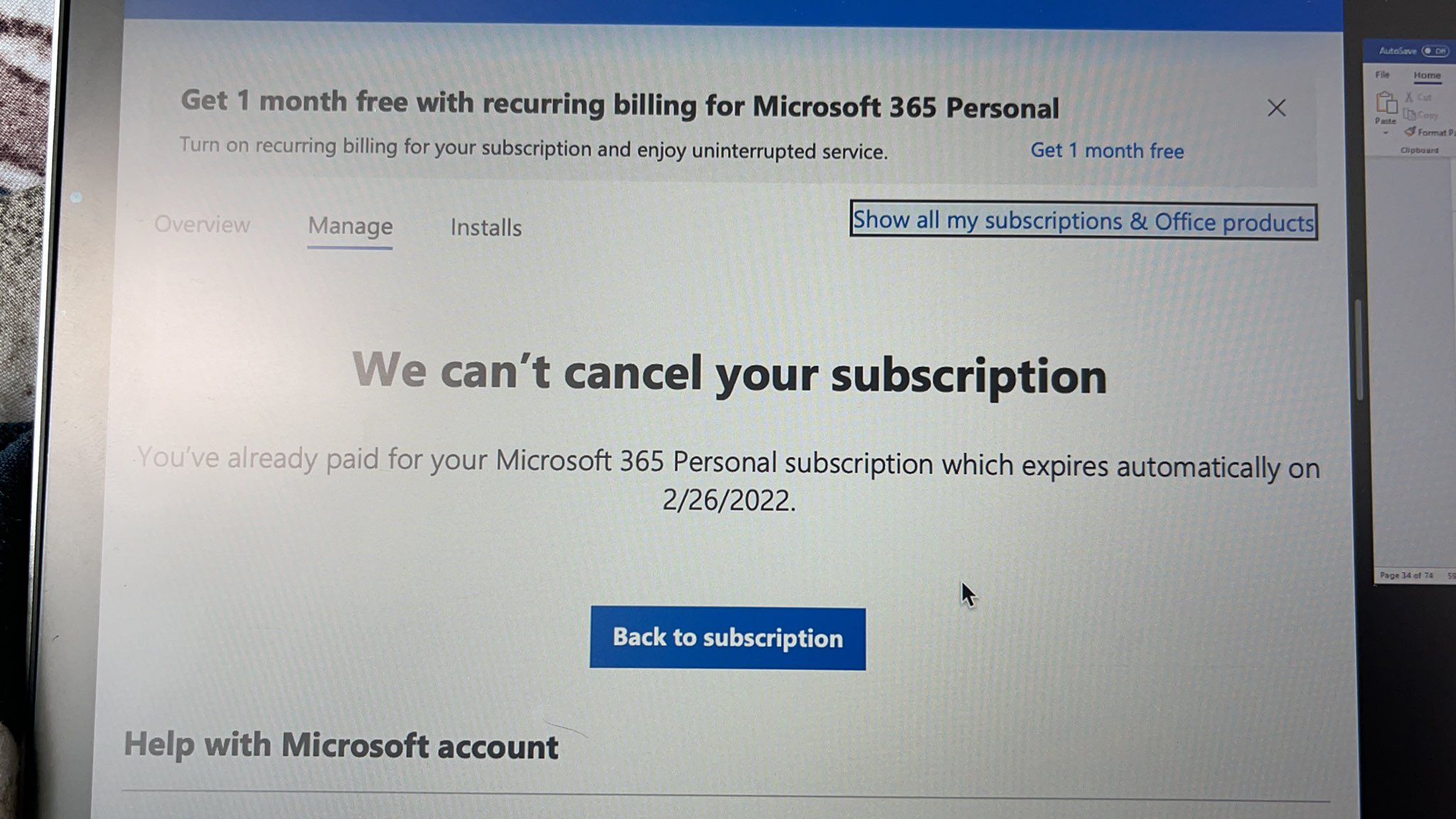 CANCEL SUBSCRIPTION - Microsoft Community