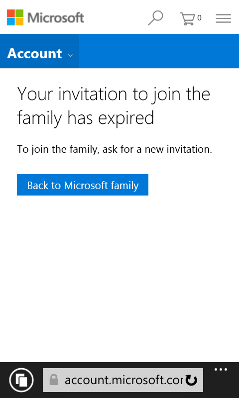 Windows 10 - Attempting to accept family invite for child account ...