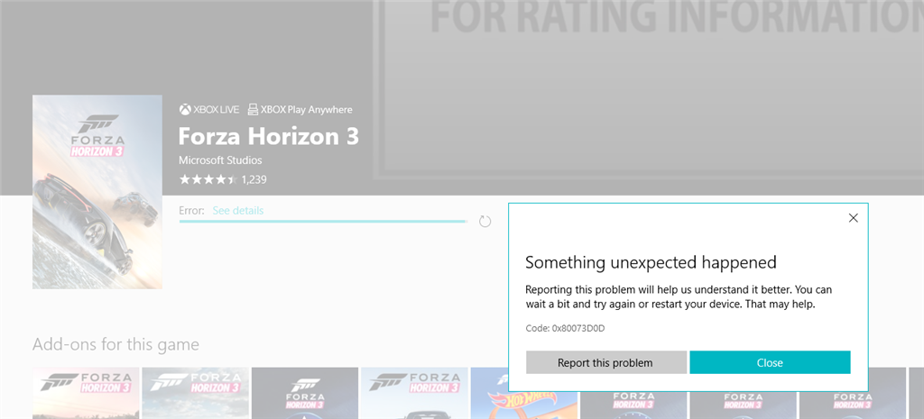 Forza Horizon 5 Download Error 0x87e00017 - Microsoft Community