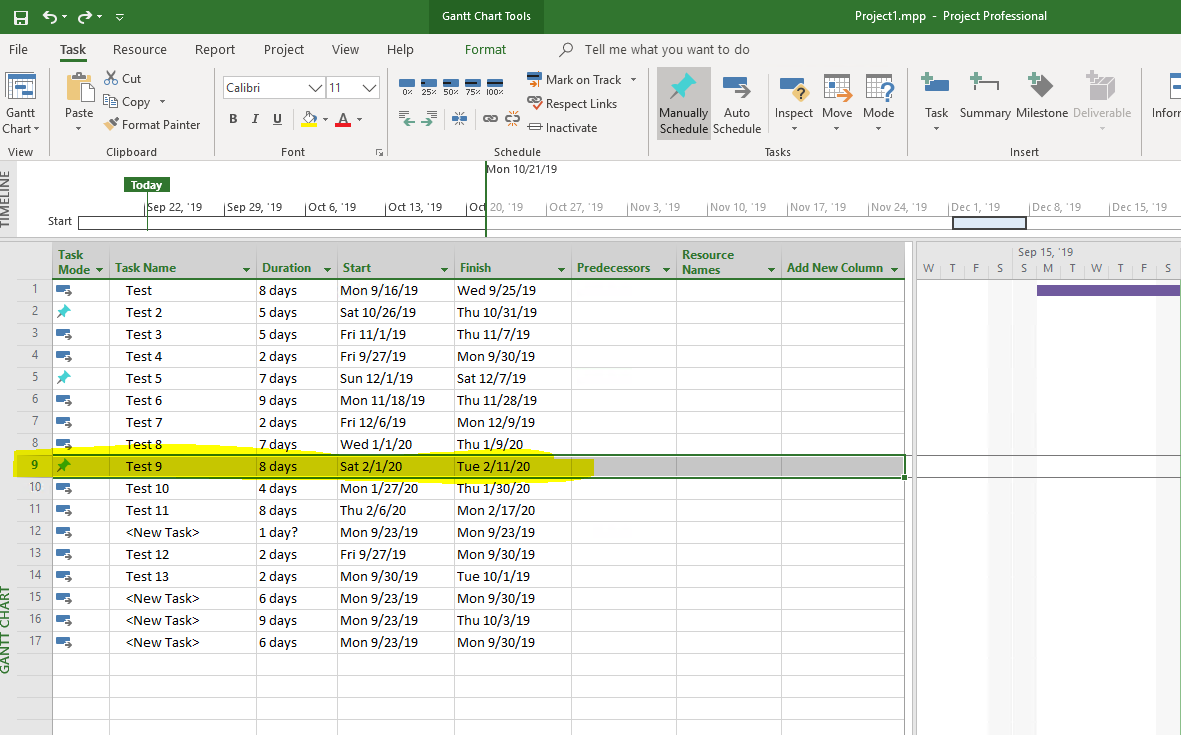 Microsoft Project Change Task Mode from Manual Schedule to Automatic