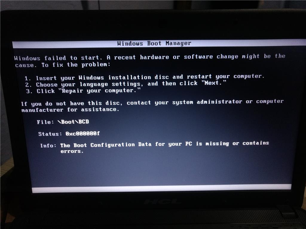 Windows boot manager repair