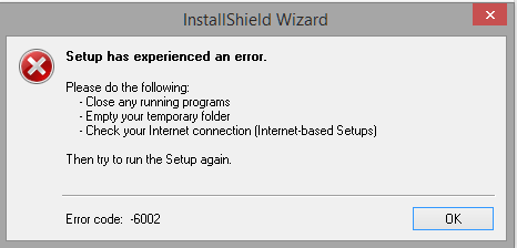 Installshield wizard setup has experienced an error. error ...