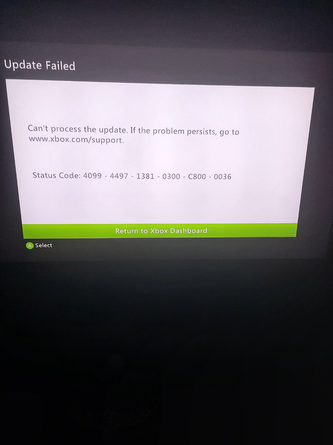 Xbox 360 status code on sale 4497