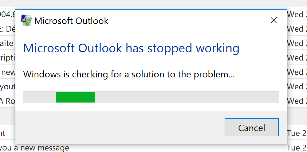 Outlook 365 stopped working after the May 10 Windows 10 update ...