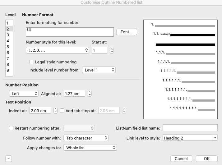 Multi Level Numbering In Word Calendar Printable Templates 3153