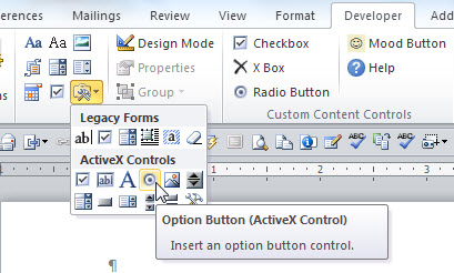 Option buttons in Word - Microsoft Community