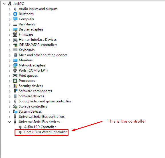 Core Plus Wired Controller Not being detected by Windows 11