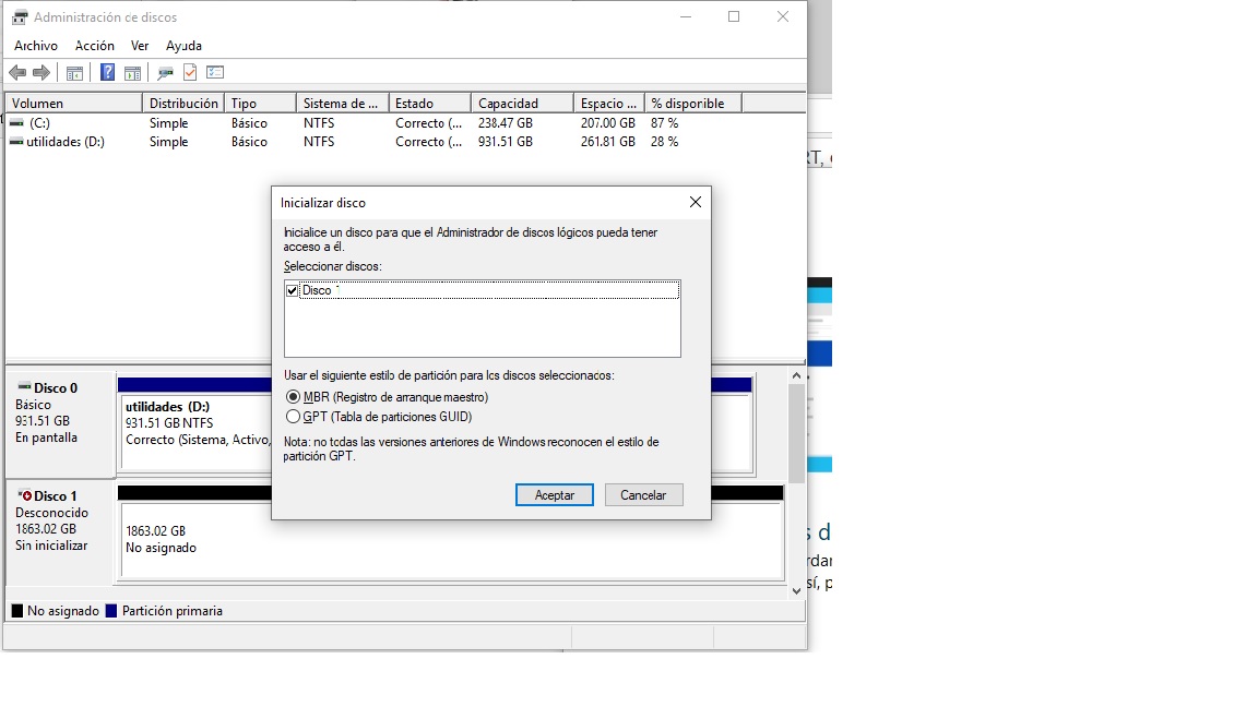Problema Con Inicializacion De Disco Duro Nuevo Microsoft Community
