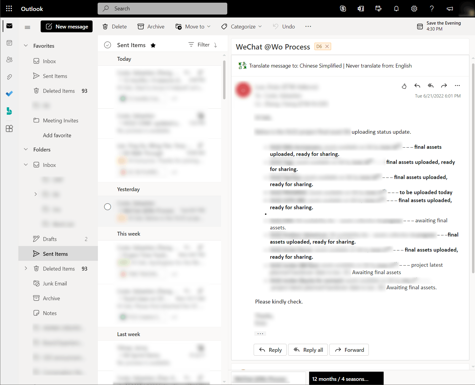 Why does Outlook web app not showing the color of the body text