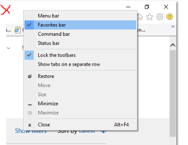 favorites tool bar microsoft please need help