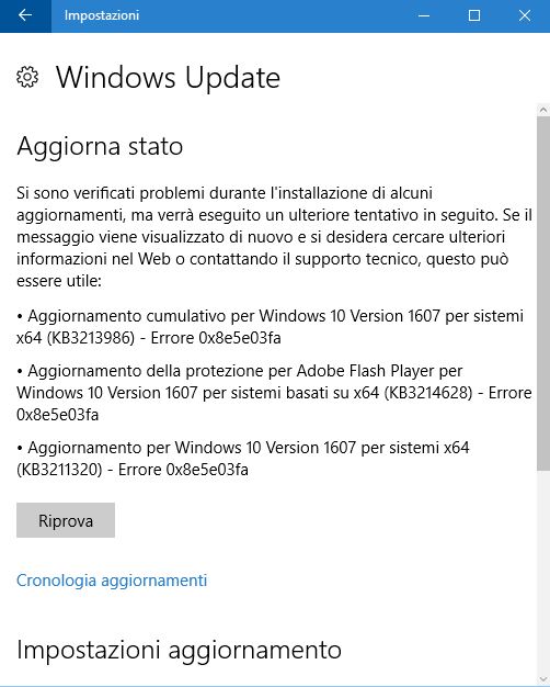 Problemi con gli aggiornamenti Windows Update Microsoft Community