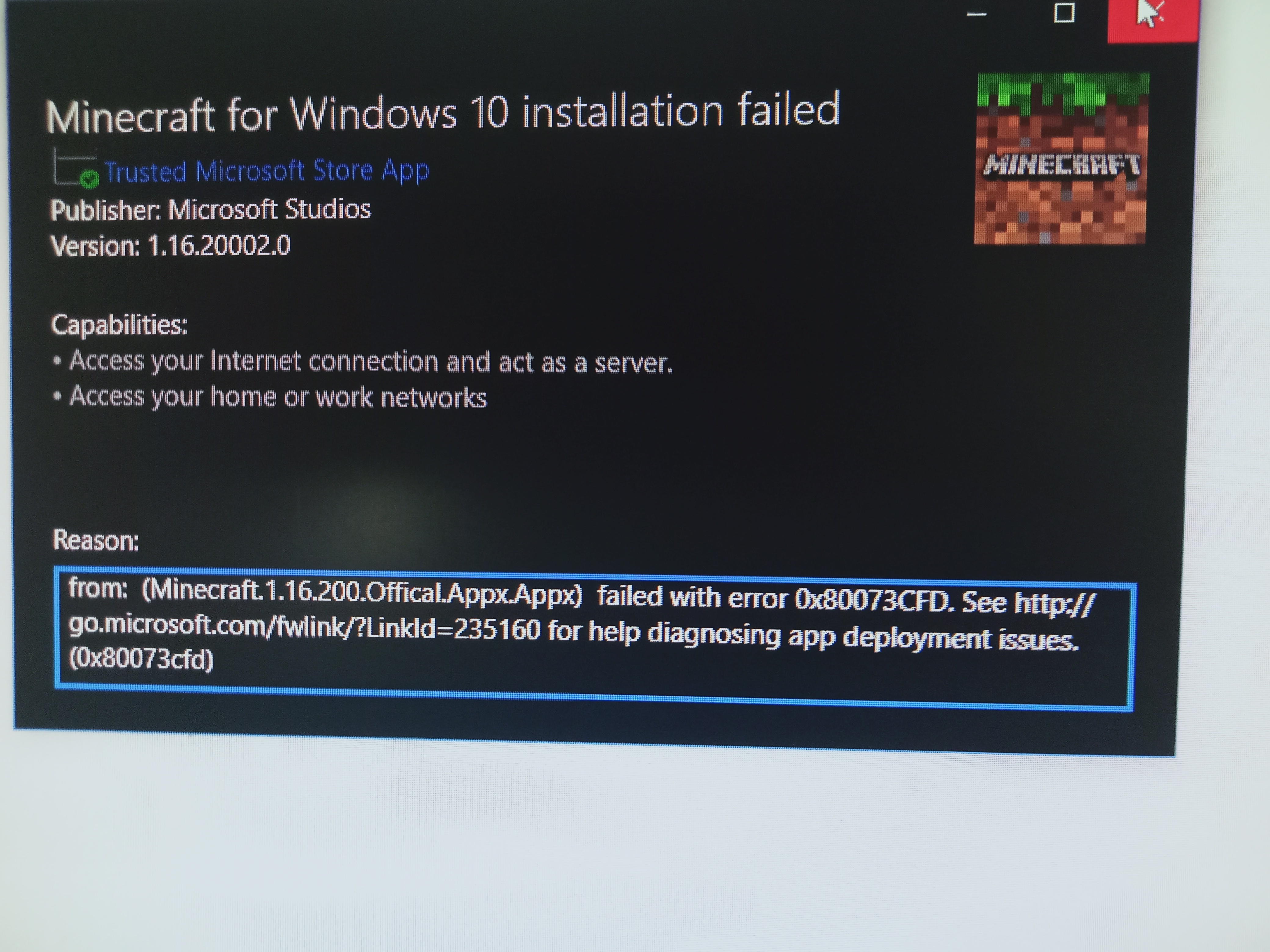 Every Time I Install Minecraft This Happens Plz Help Me Code Is Microsoft Community