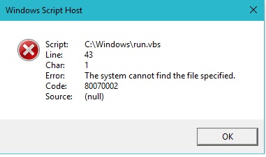 Host run. Windows script host ошибка код 800a0046.