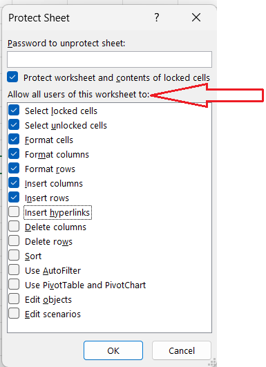 How to lock or protect certain columns on the spreadsheet 