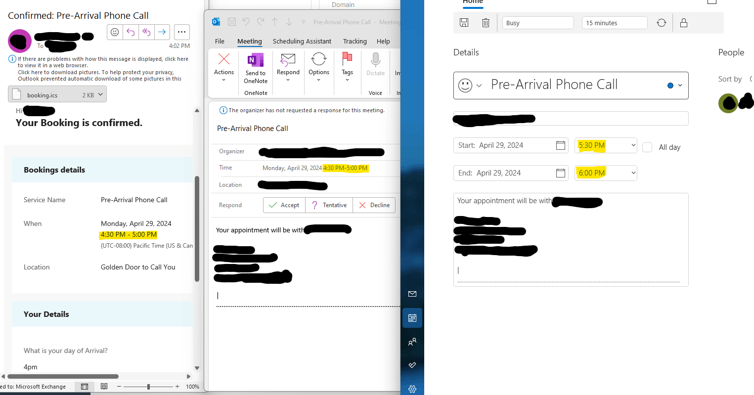 Microsoft Bookings .ics file shows different times depending on - Microsoft  Community