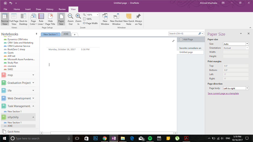 Change Paper Size Microsoft Onenote