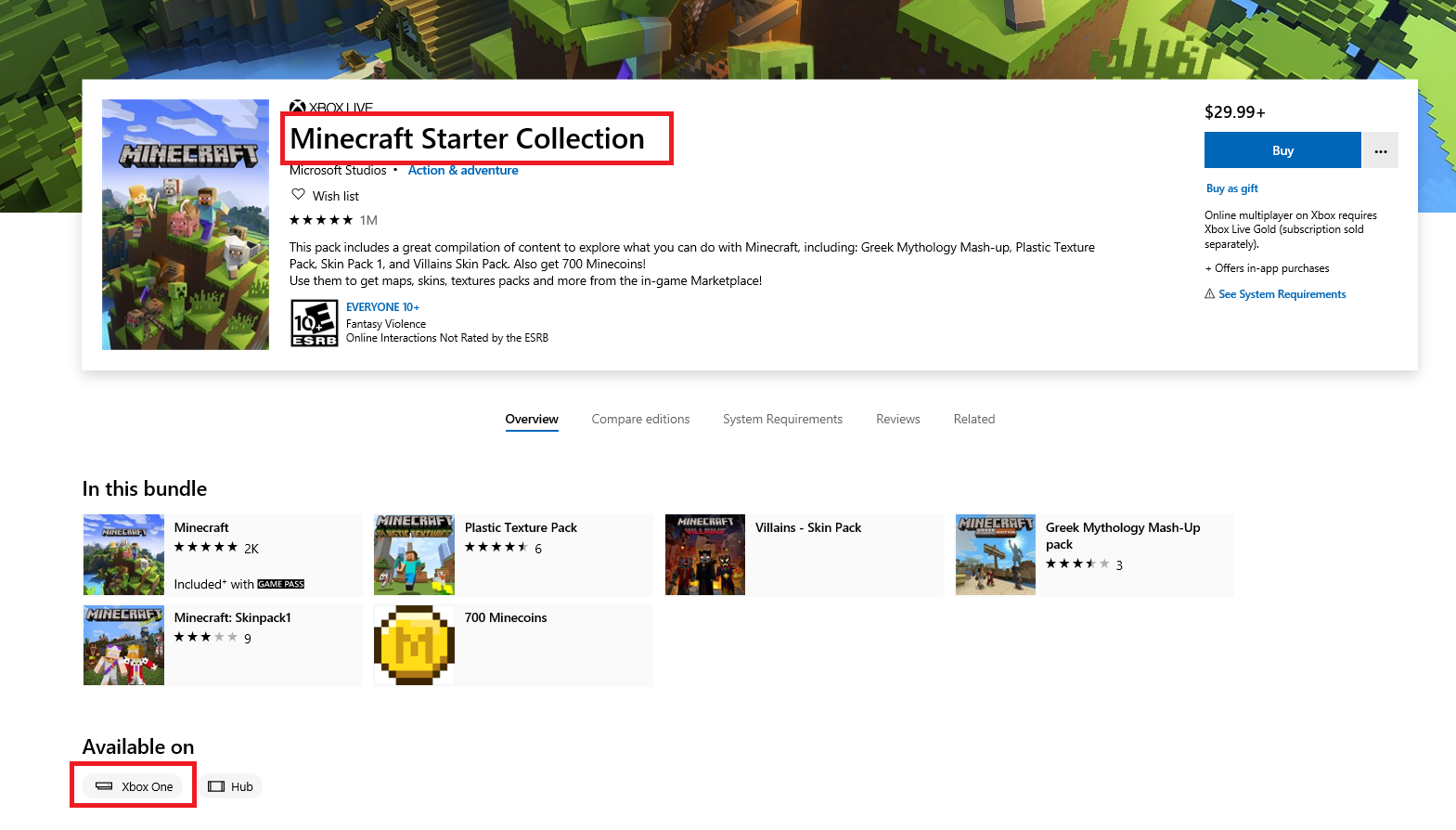 Refund option not available for Minecraft Starter