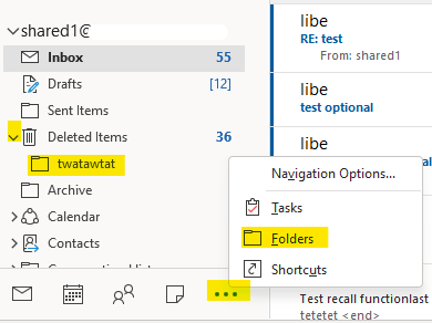 Is there a way to recover deleted folders within the Outlook email 