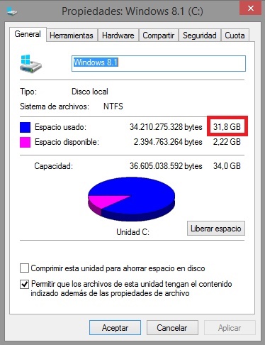 Delicioso Separar guisante Cuanto debe ocupar Windows 8.1 instalado? - Microsoft Community
