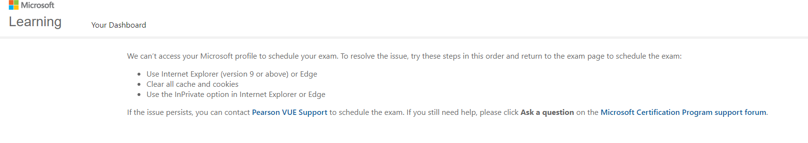 Can’t Access Your Microsoft Profile To Schedule Your Exam. - Training ...