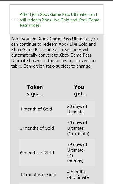 xbox live gold to ultimate conversion rate