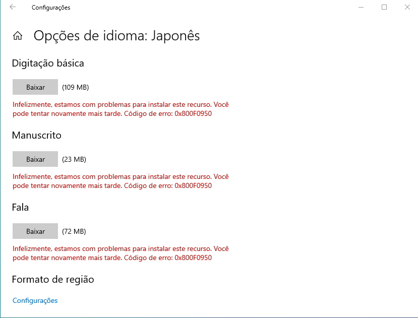 Erro ao tentar baixar pacote de idioma - Microsoft Community