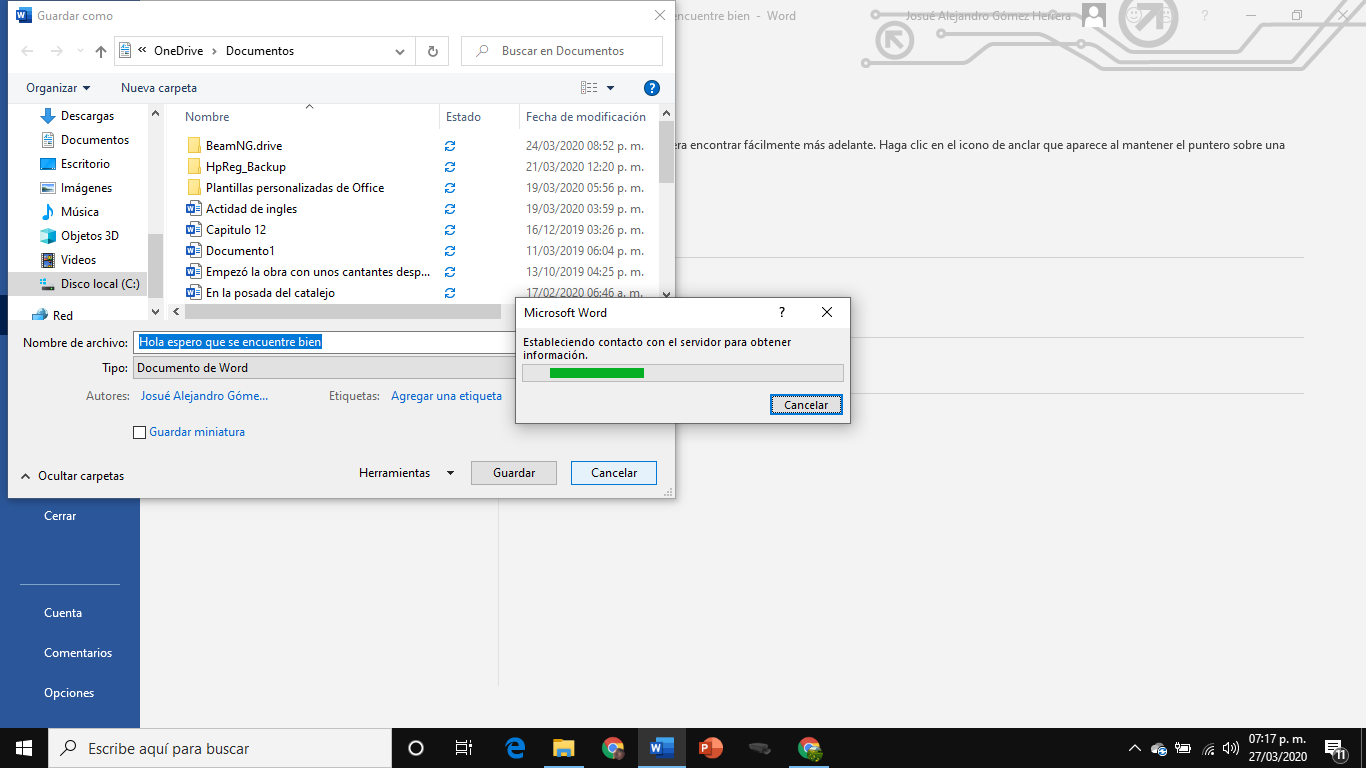 no puedo guardar archivos en word - Microsoft Community