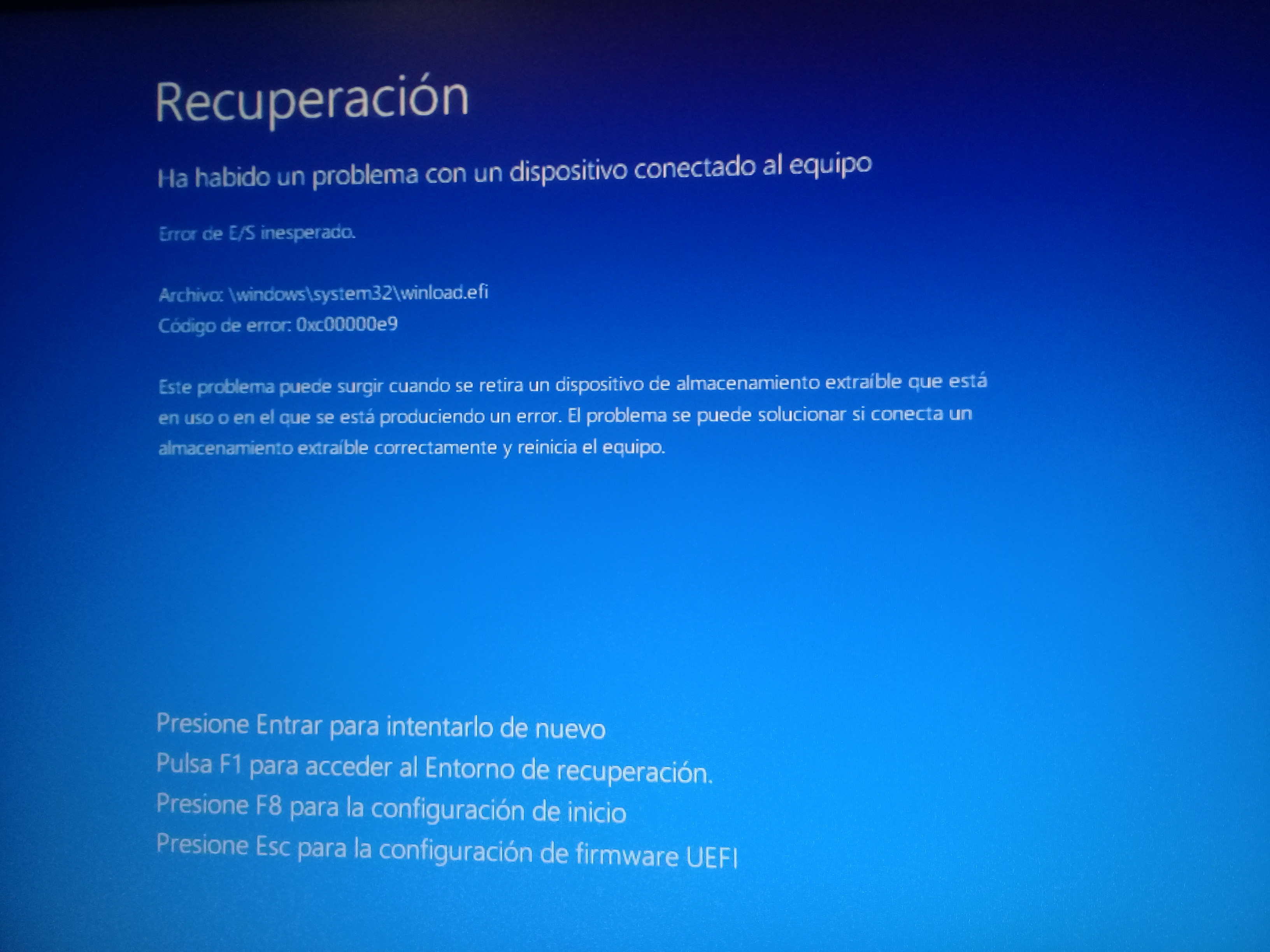 Windows 10 Error 0xce9 Error De E S Inesperado Microsoft Community